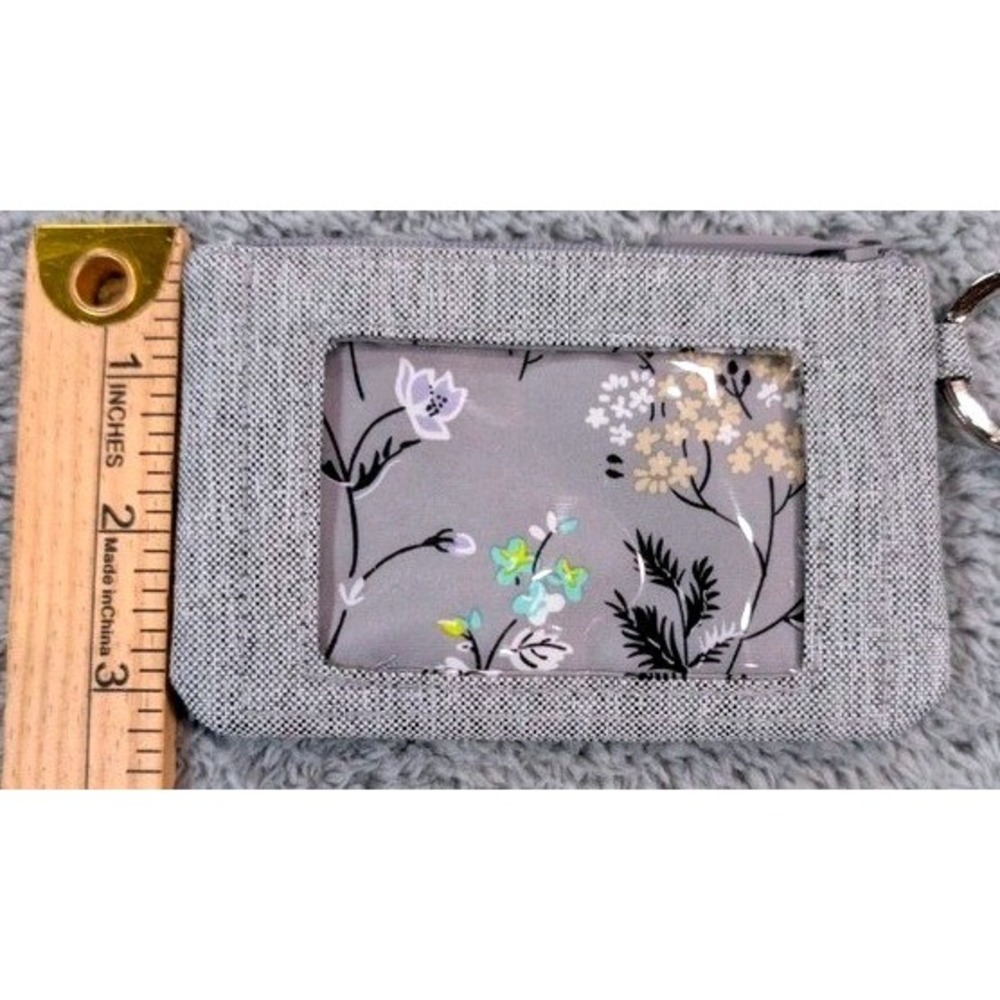 Vera Bradley Zip ID Case Lanyard Womens One Size Gray Heathered ReActive Floral - Picture 3 of 11